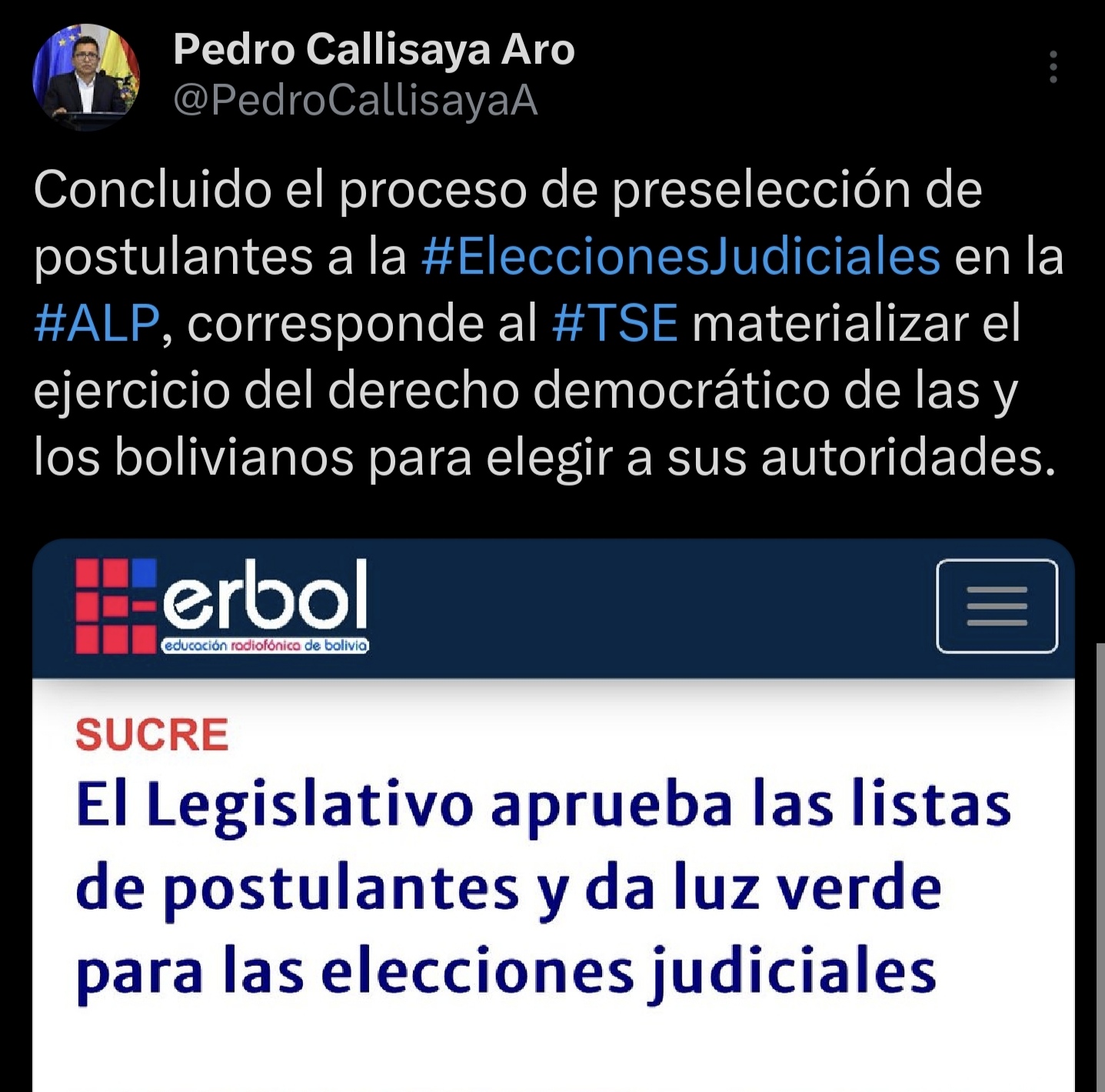 Defensor del Pueblo: TSE debe materializar ejercicio del derecho democrático a elegir autoridades judiciales