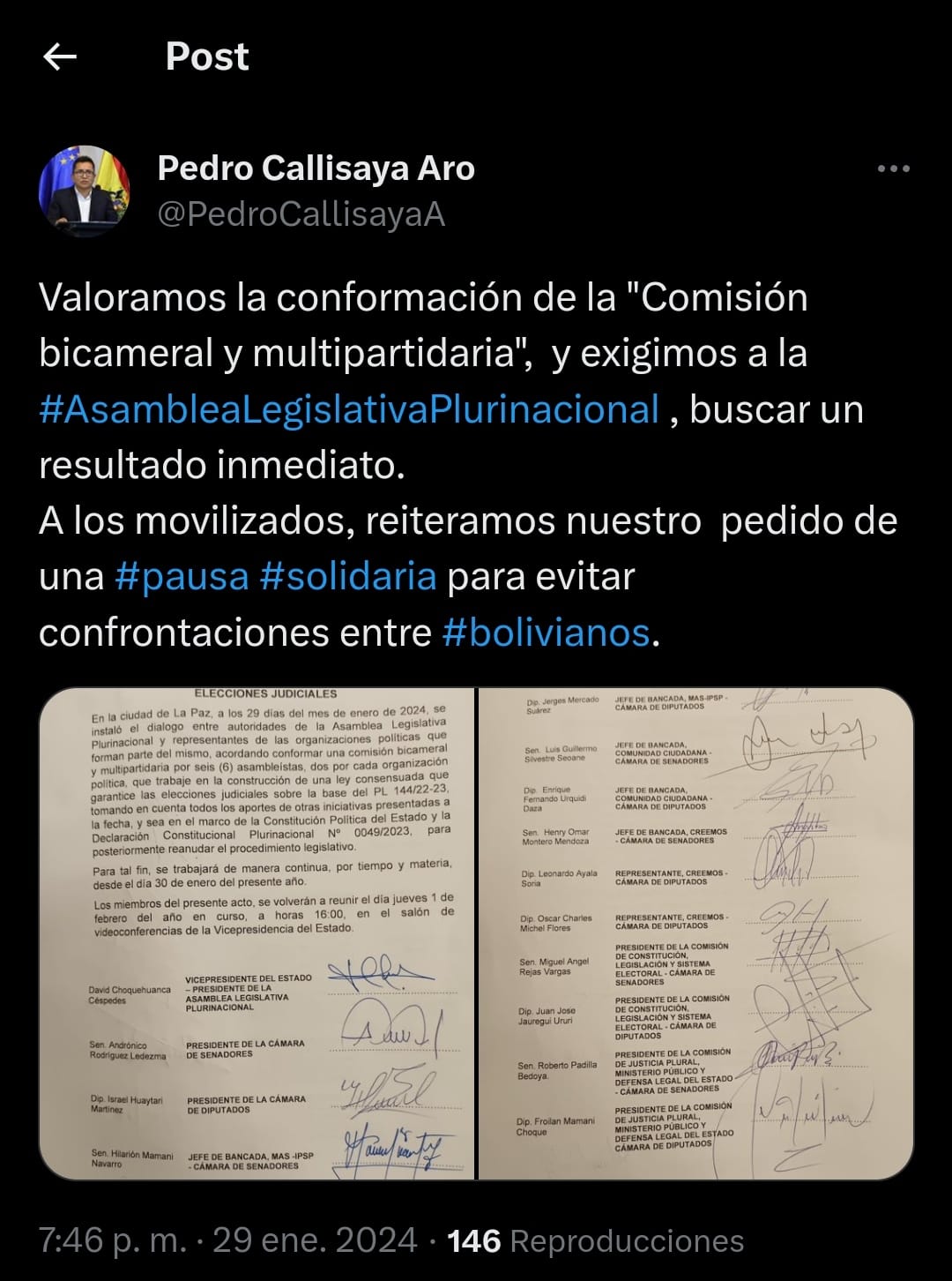 Defensor del Pueblo destaca la conformación de "Comisión bicameral y multipartidaria" para avanzar en Ley de convocatoria para elecciones judiciales