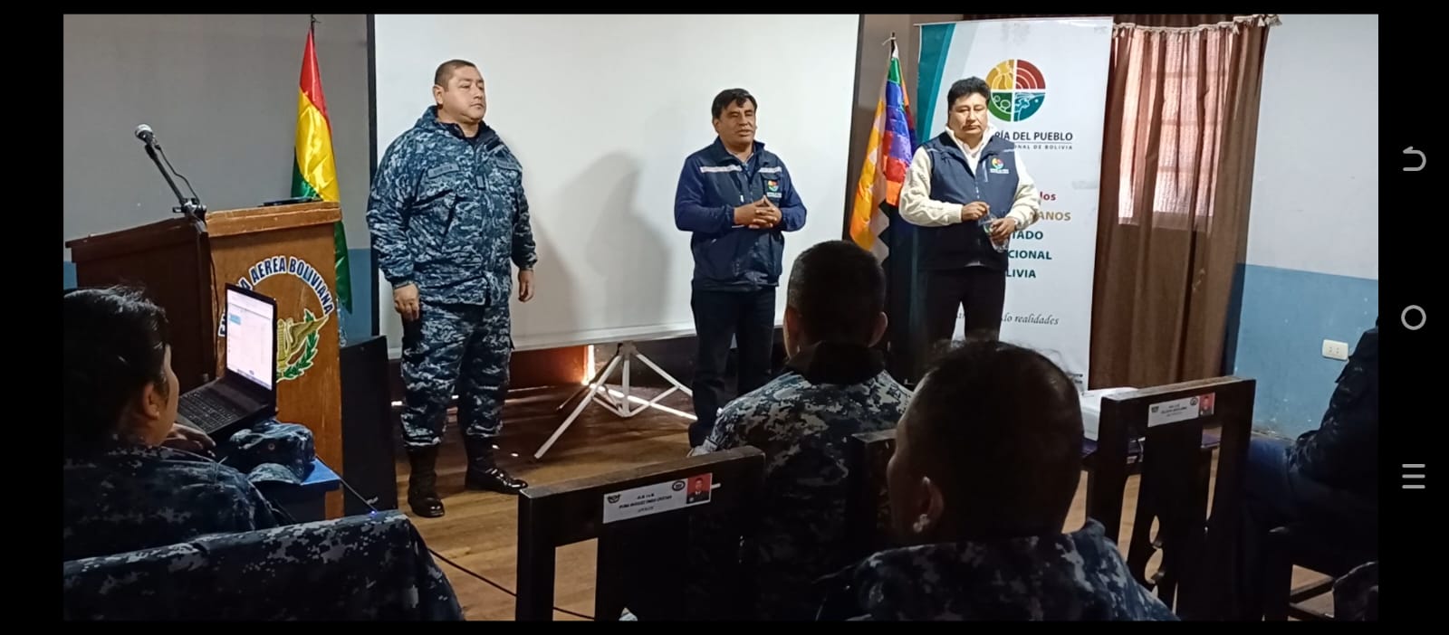 PERSONAL DE LA DEFENSORIA DEPARTAMENTAL DE ORURO CAPACITO SOBRE LOS DERECHOS HUMANOS Y MECANISMOS DE PREVENCIÓN DE LA TORTURA A INSTRUCTORES Y ALUMNOS DE LA ESCUELA MILITAR DE MÚSICA DE LA FUERZA AÉREA BOLIVIANA EMM– FAB