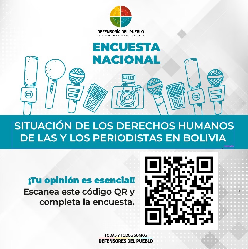 Defensoría del Pueblo invita a trabajadores de la prensa a participar de la encuesta de “Situación de los DDHH de las y los periodistas en Bolivia”