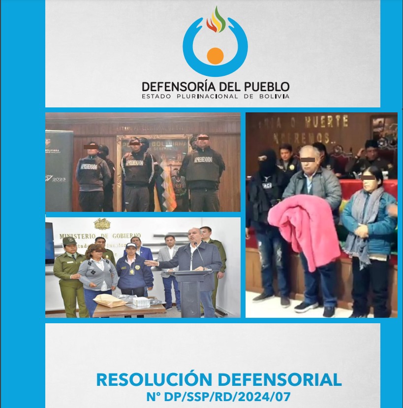 DEFENSORÍA DEL PUEBLO INSTA A NO EXHIBIR A APREHENDIDOS EN RESGUARDO A SUS DERECHOS A LA DIGNIDAD, HONRA Y LA PRESUNCIÓN DE INOCENCIA